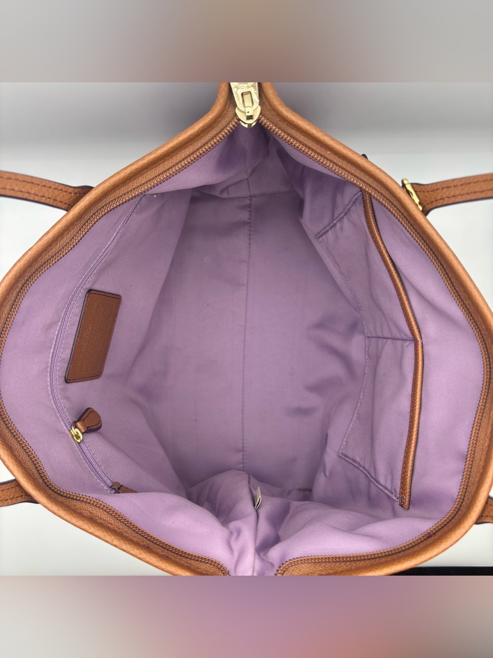 Coach Sawyer Plum Canvas & Leather Tote Bag Gold Hardware Charm F37237 G9075 - Picture 9 of 16